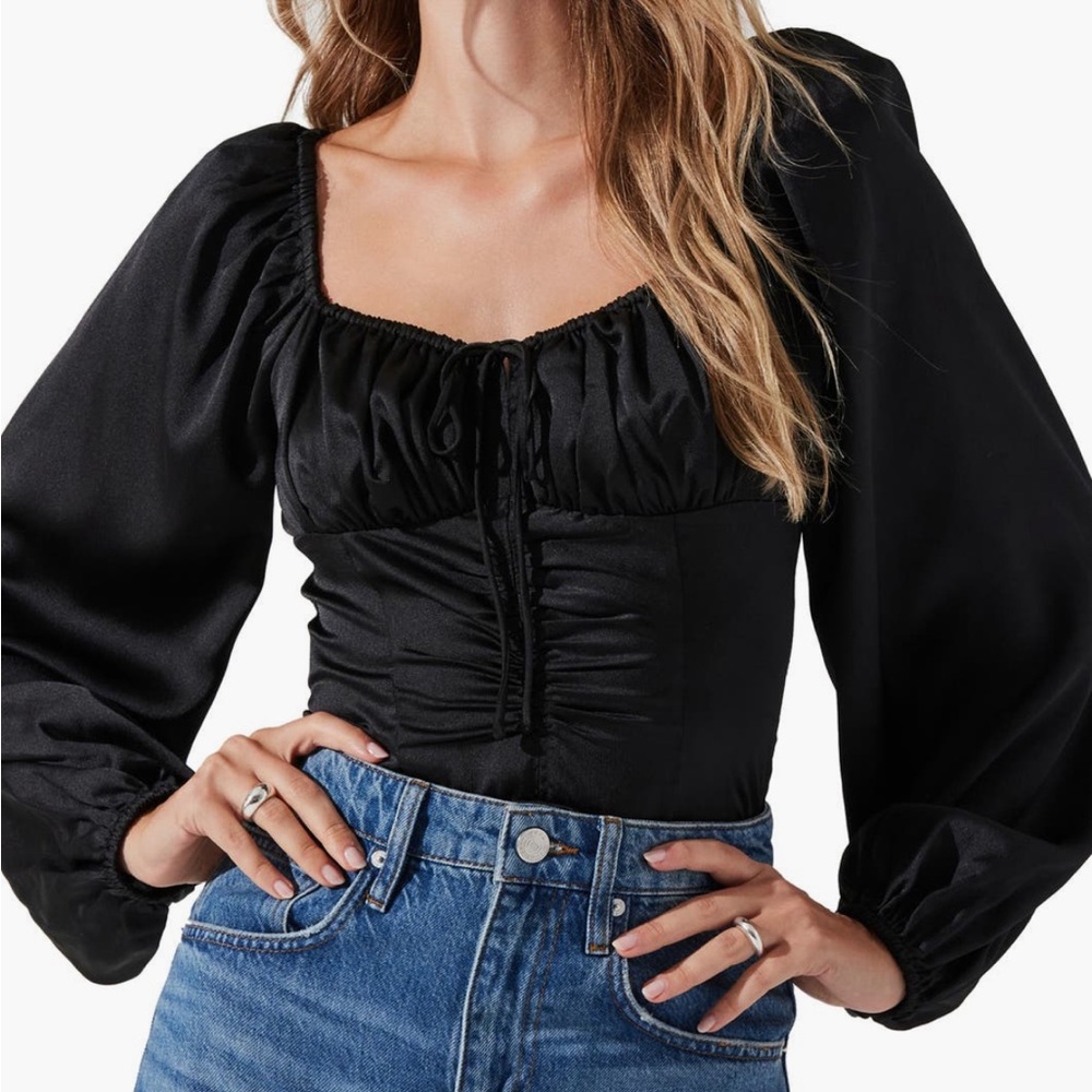 Astr Black Ruched Blouse